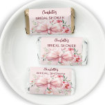 Bow pink florals bloom Bridal Shower Hershey's Miniatures<br><div class="desc">A blush pink colored background. Decorated with a large bow and pink flowers.  Personalize and add the bride's name.</div>