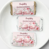 Bow pink florals bloom Quinceanera