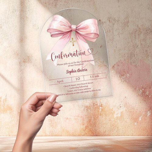 Bow pink girl clear luxury arch Confirmation