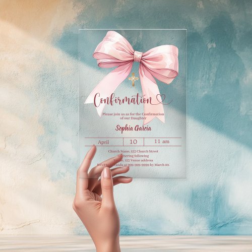 Bow pink girl elegant clear luxury Confirmation