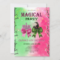 Bow pink & green Magical Witch Birthday