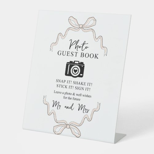 Bow pink Photo Guest Book Camera Sign
