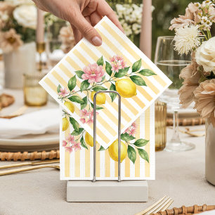 Bow Pink Yellow Freshly One Lemon First Birthday Napkins