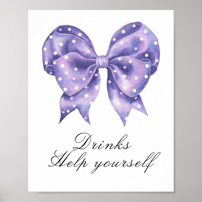 bow polka dot baby shower - drinks poster (Front)