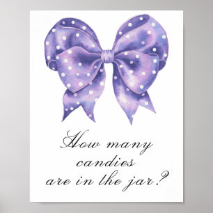 bow polka dot baby shower - guess how many candies poster