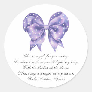 Bow Polka Dot Baby shower - Prayer candle label