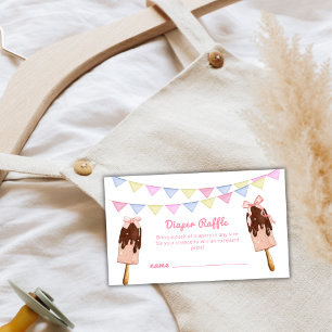 Bow Popcicle Ice Cream Diaper Raffle Baby Shower Enclosure Card