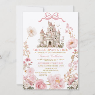 Bow Princess ONE-CE Upon a time birthday Castle Invitation