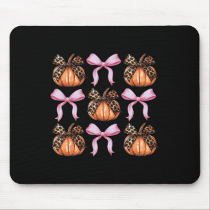 Bow Pumpkin Halloween Women Skeleton Spooky Season Mouse Pad
