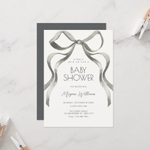 Bow ribbon baby shower invitation
