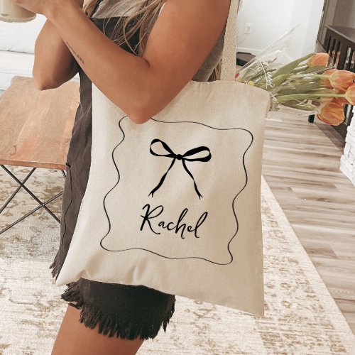 Bow Ribbon Elegant Personalized Bridesmaid  Tote Bag