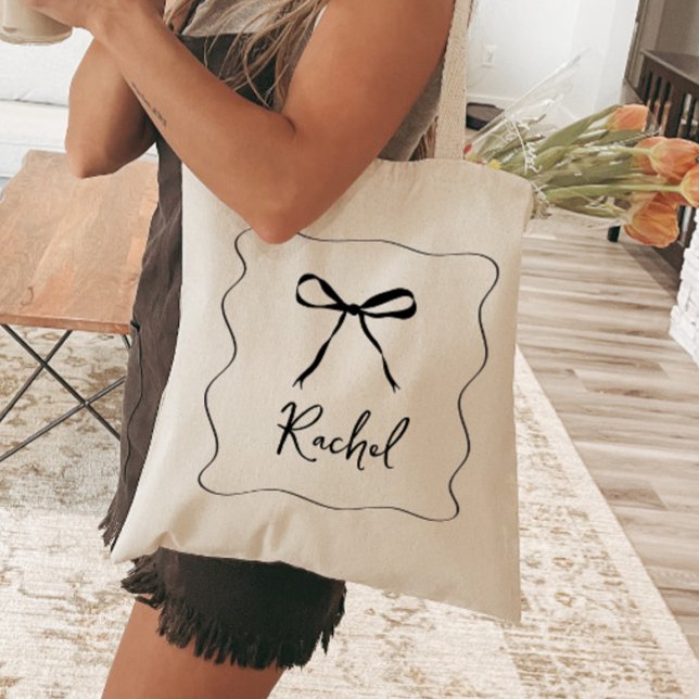 Bow Ribbon Elegant Personalized Bridesmaid  Tote Bag (Creator Uploaded)