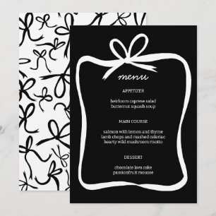 Bow Ribbon Frame Elegant Bridal Shower CUSTOM  Menu