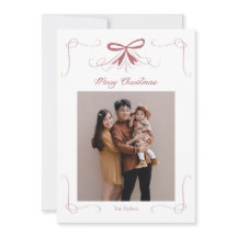 Bow Ribbon Frame Festive Christmas Holiday Card