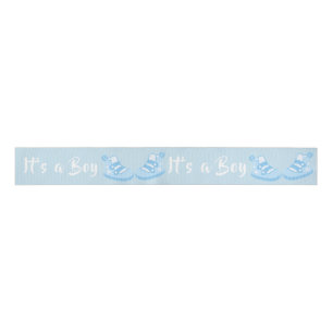Bow Ribbon Its a Boy Baby Shoe Blue Ribbon