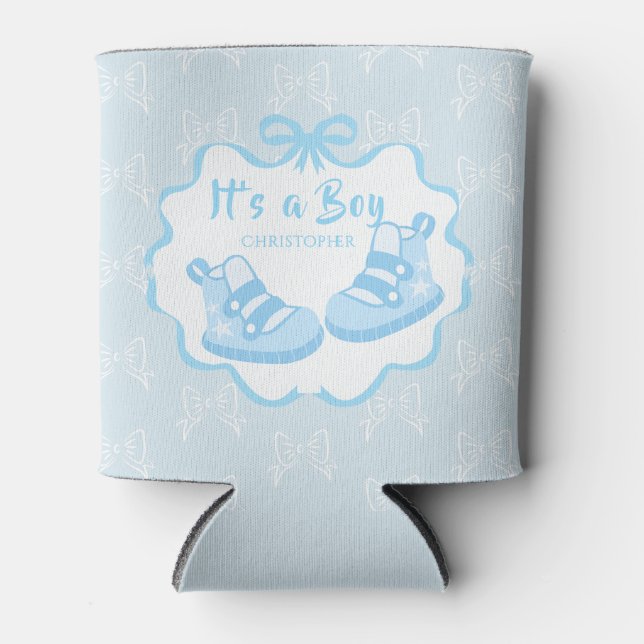 Bow Ribbon Its a Boy Can Cooler (Front)
