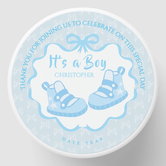 Bow Ribbon Its a Boy Mini Candle Favors (Front)