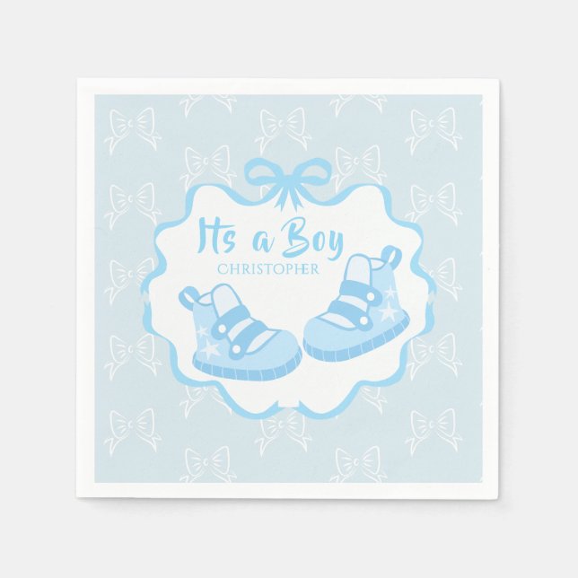 Bow Ribbon Its a  Boy Napkins (Front)