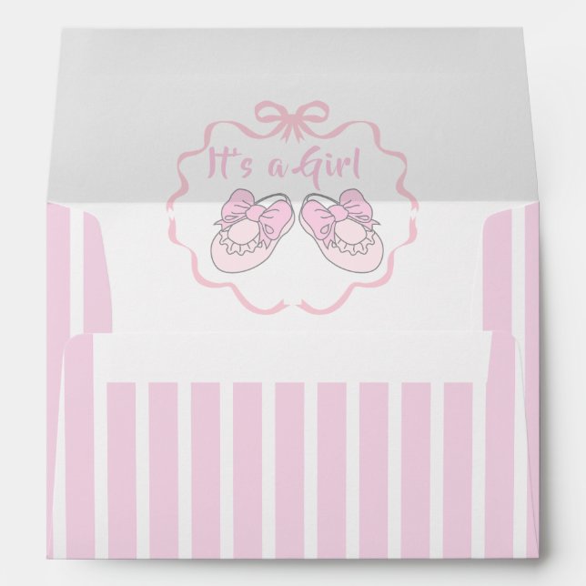 Bow Ribbon Its a Girl Baby  Envelope (Back (Bottom))