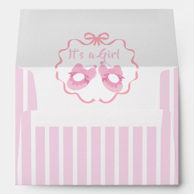 Bow Ribbon Its a Girl Baby  Envelope (Back (Bottom))