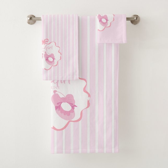Bow Ribbon Its a Girl Bath Towel Set (Insitu)