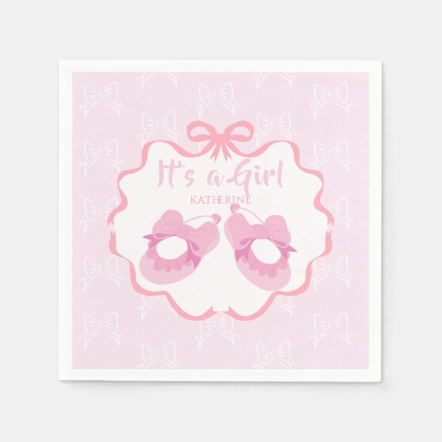 Bow Ribbon Its a Girl  Napkins (Front)