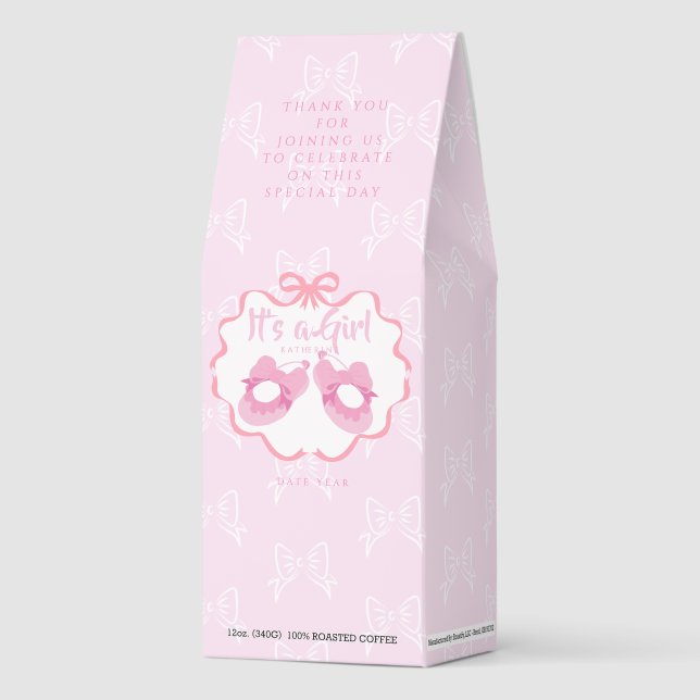 Bow Ribbon Its a Girl  Roasted Coffee (Front)