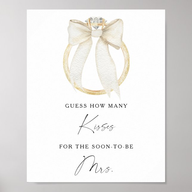 Bow & ring bridal shower How many kisses Poster (Front)