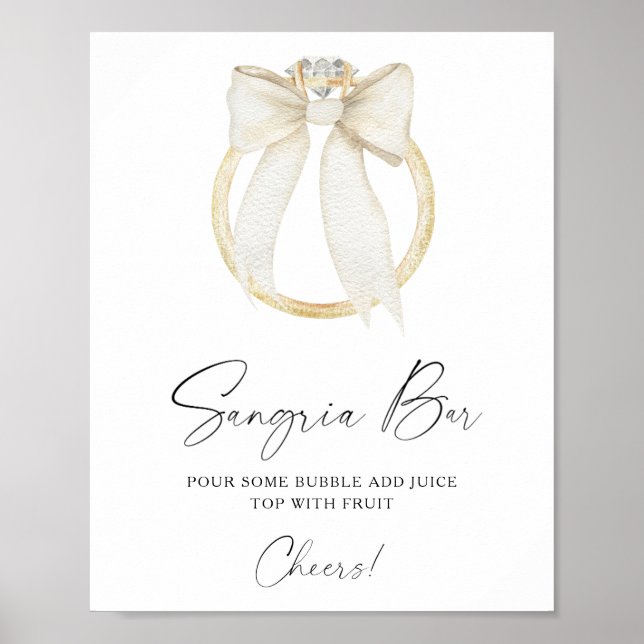 Bow & Ring Bridal shower sangria bar Poster (Front)