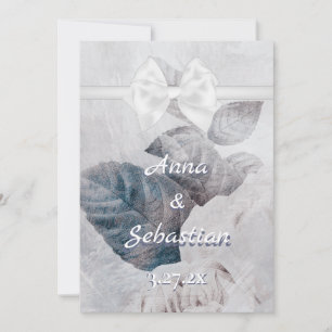 *~ Bow Romance AR26 Flower QR RSVP Wedding Invitation