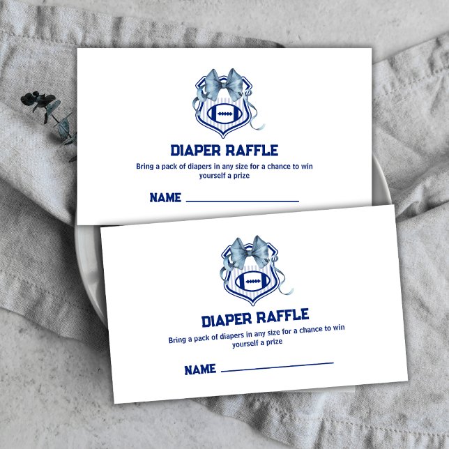 Bow Rookie Football Diaper Raffle Baby Shower Enclosure Card (Bow Rookie Football Diaper Raffle Baby Shower Enclosure Card)