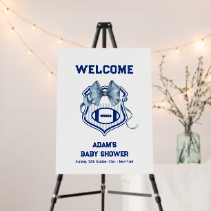 Bow Rookie Football Sport Baby Shower Welcome Sign