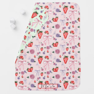 Bow, rose and strawberry coquette pattern Baby Bib Blanket