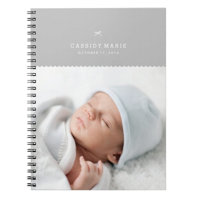 Bow & Scallops Journal - Gray (Front)