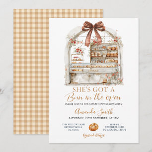 Bow She got a Bun in the Oven Bakery Baby Shower Invitation