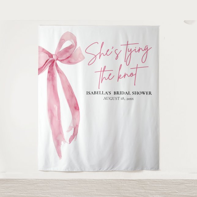 Bow She's Tying the Knot Bridal Shower Backdrops (Front)