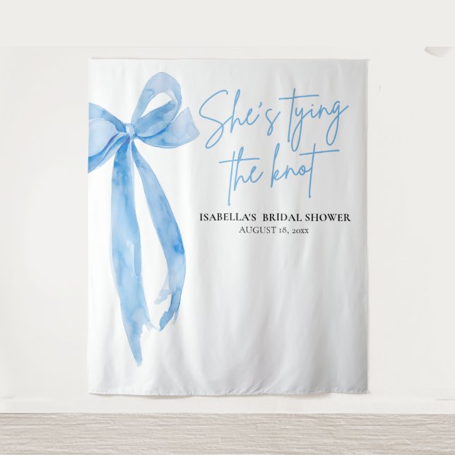 Bow She's Tying the Knot Bridal Shower Backdrops (Front)