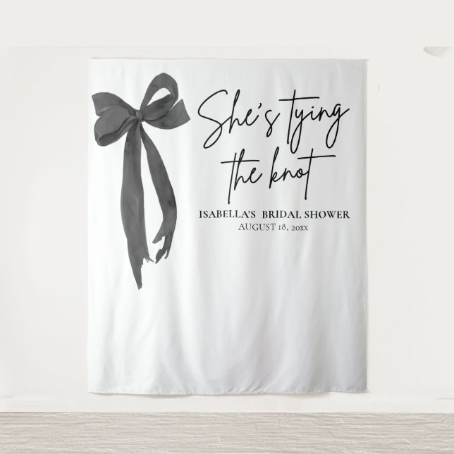 Bow She's Tying the Knot Bridal Shower Backdrops (Front)