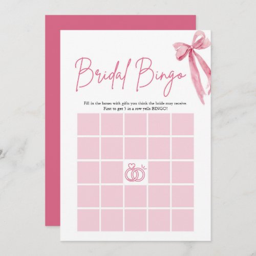 Bow Shes Tying the Knot Bridal Shower Bingo Game Invitation