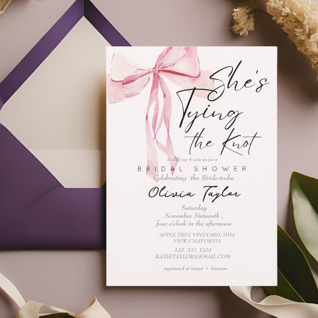  Bow She's Tying the Knot Bridal Shower  Invitation (Creator Uploaded)