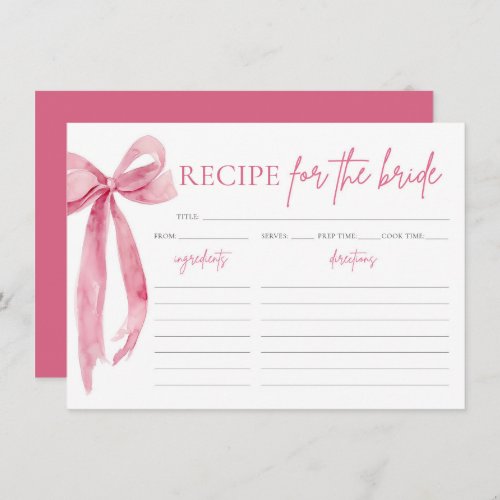 Bow Shes Tying the Knot Bridal Shower Recipe Card