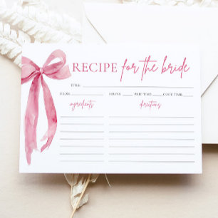 Bow She's Tying the Knot Bridal Shower Recipe Card