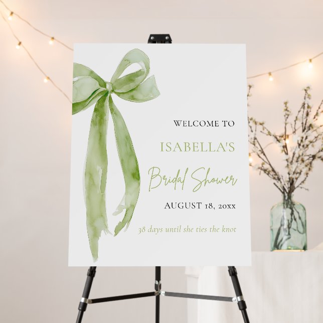 Bow She's Tying the Knot Bridal Shower Welcome Foam Board (In Situ (Stand))