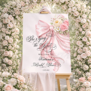 Bow She's Tying the Knot Bridal Shower Welcome Foam Board