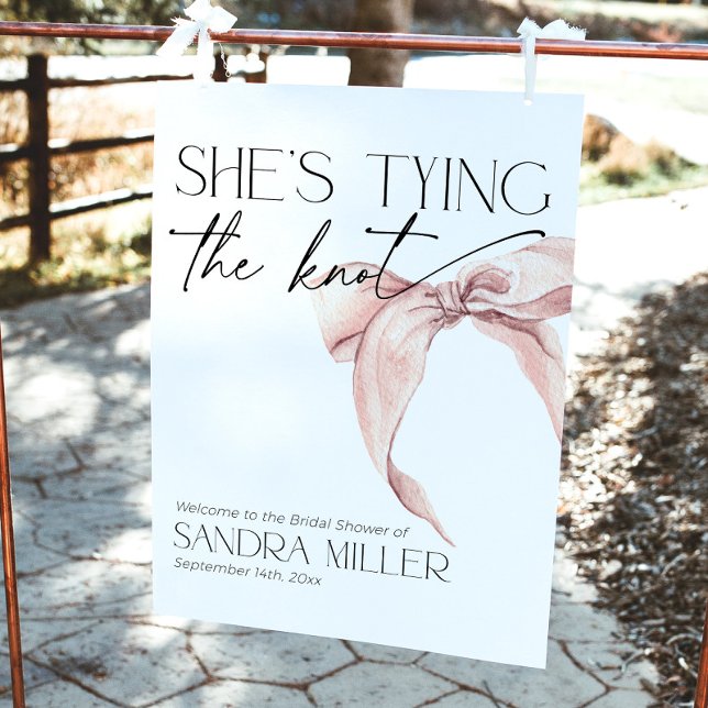 Bow She's Tying the Knot Bridal Shower Welcome Foam Board (Creator Uploaded)