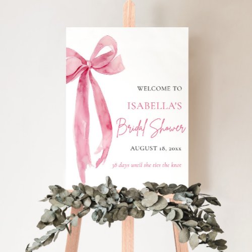Bow Shes Tying the Knot Bridal Shower Welcome Poster