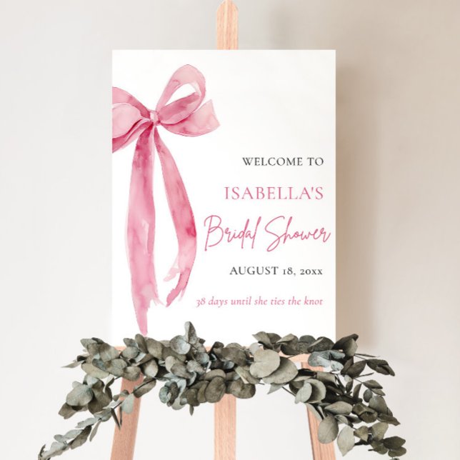 Bow She's Tying the Knot Bridal Shower Welcome Poster (Creator Uploaded)