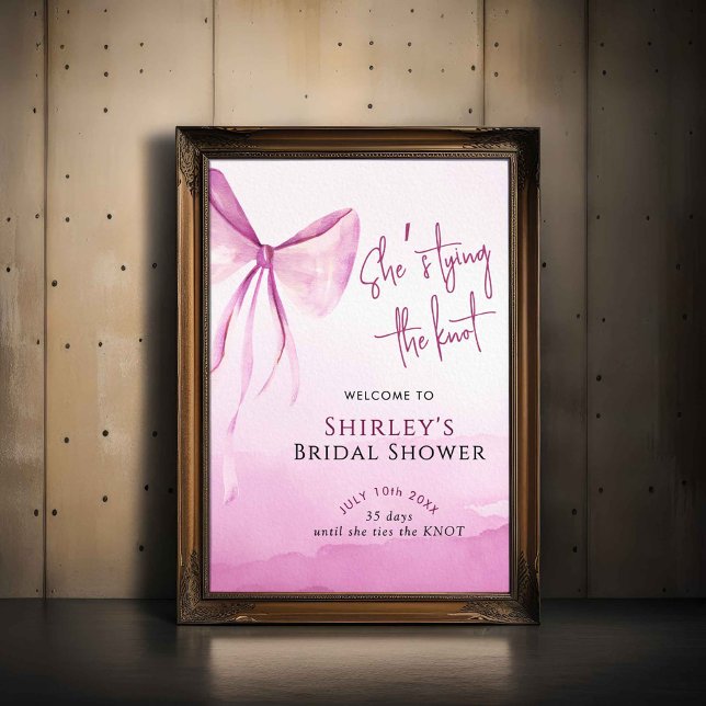 Bow She's Tying the Knot Bridal Shower Welcome Poster (Creator Uploaded)