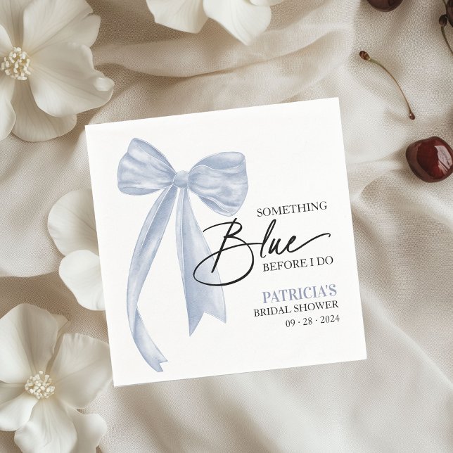 Bow Something Blue Before I Do Bow Bridal Shower Napkins (Creator Uploaded)
