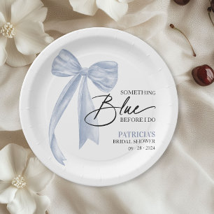 Bow Something Blue Before I Do Bow Bridal Shower Paper Plates